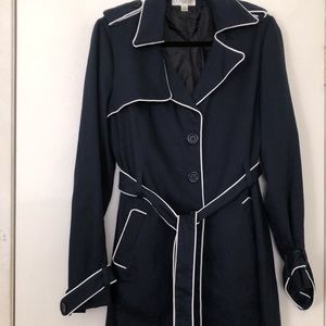 Studio by JPR Dark Blue Trench Coat with White Accents